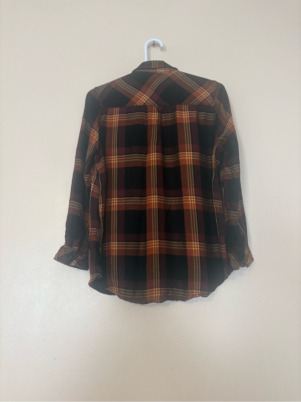 beachlunchlounge Black and Rust Plaid Shirt